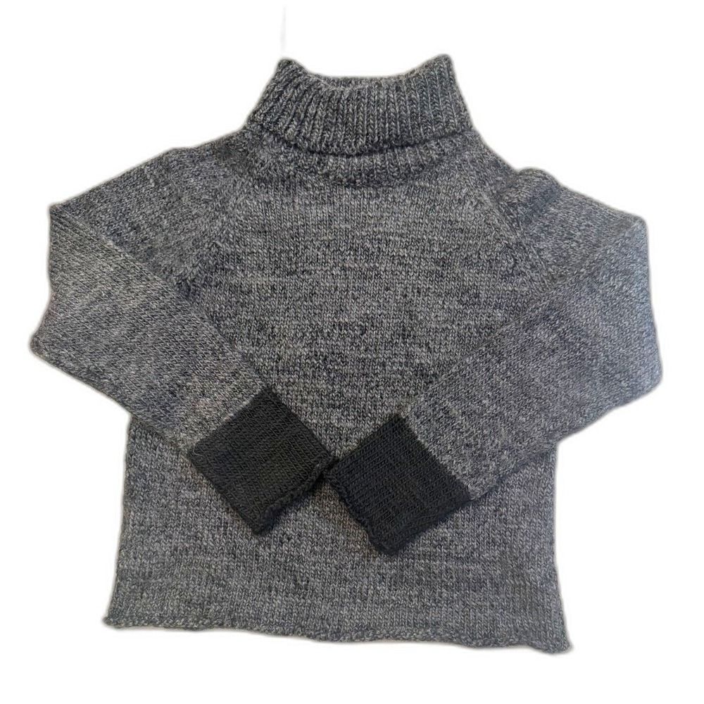 Vintage DKNY Essentials 100% Wool Sweater Made in Uruguay Gray Black Small